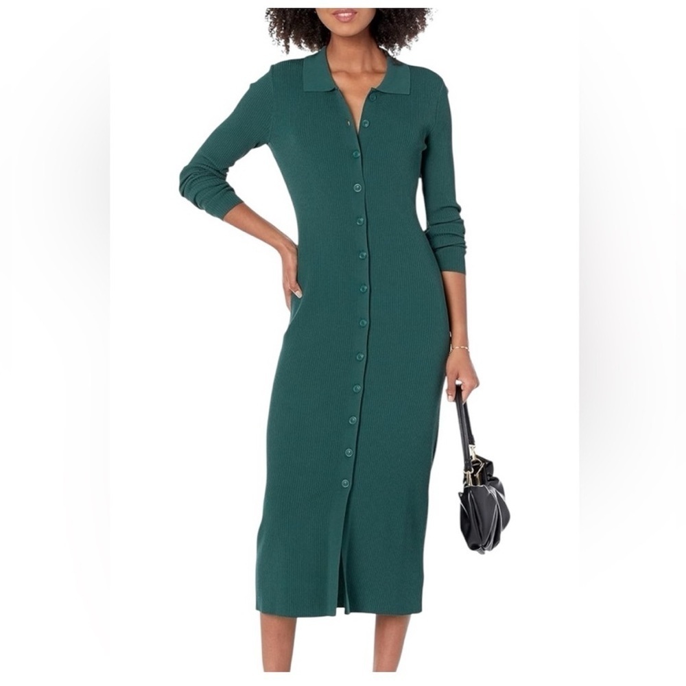 The Drop Jaxon Rib Button Down Sweater Dress